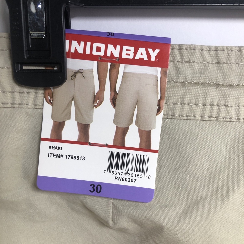 NWT Unionbay Men's Relaxed Fit Pockets Pull-On Shorts, Size 30